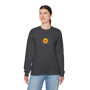 Cozy Fall Sweatshirt Sunflower Embroidered Heavy Blend Crewneck Dipaliz - Sweatshirts