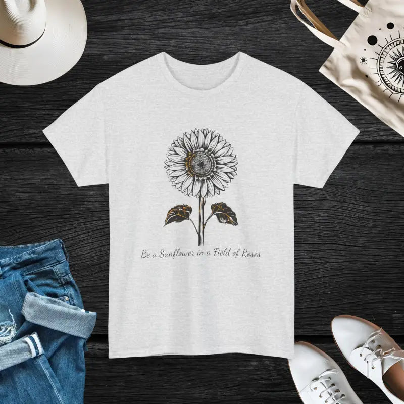 Be a Sunflower in Style: Unisex Deluxe Tee - Ash / s T-shirt