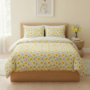 Sunflower Floral Duvet – Cotton Bedding Set - Dipaliz - Sets