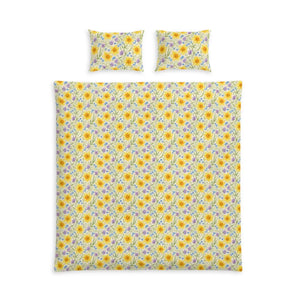 Sunflower Floral Duvet – Cotton Bedding Set - Dipaliz - Sets