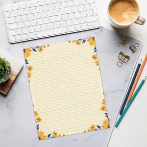 Notepads - Sunflower Floral Ruled Notepad - Large Planning Essential - Dipaliz