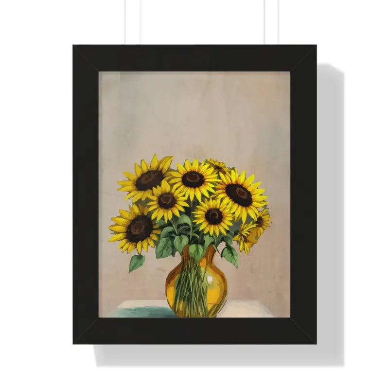 Sunflower Framed Vertical Poster: Brighten your Space! - 11’’ x 14’’ / Black Poster