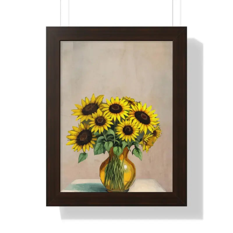 Sunflower Framed Vertical Poster: Brighten your Space! - 12″ x 16″ / Walnut Poster