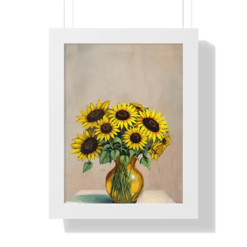 Sunflower Framed Vertical Poster: Brighten your Space! - 12″ x 16″ / White Poster