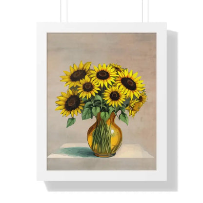 Sunflower Framed Vertical Poster: Brighten your Space! - 16″ x 20″ / White Poster