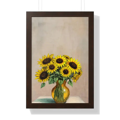 Sunflower Framed Vertical Poster: Brighten your Space! - 16″ x 24″ / Walnut Poster