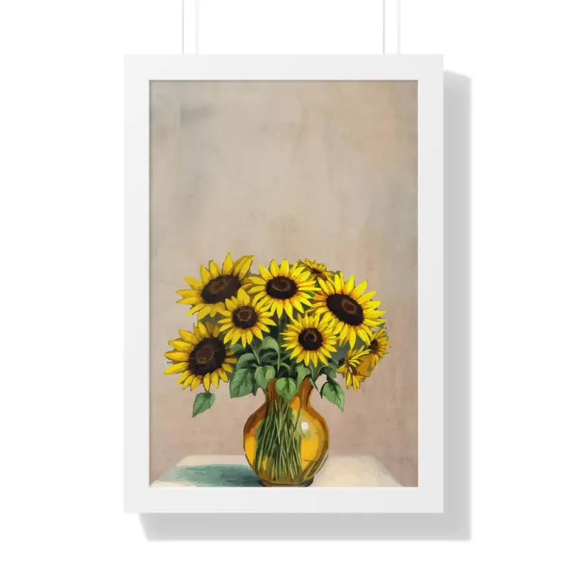 Sunflower Framed Vertical Poster: Brighten your Space! - 16″ x 24″ / White Poster