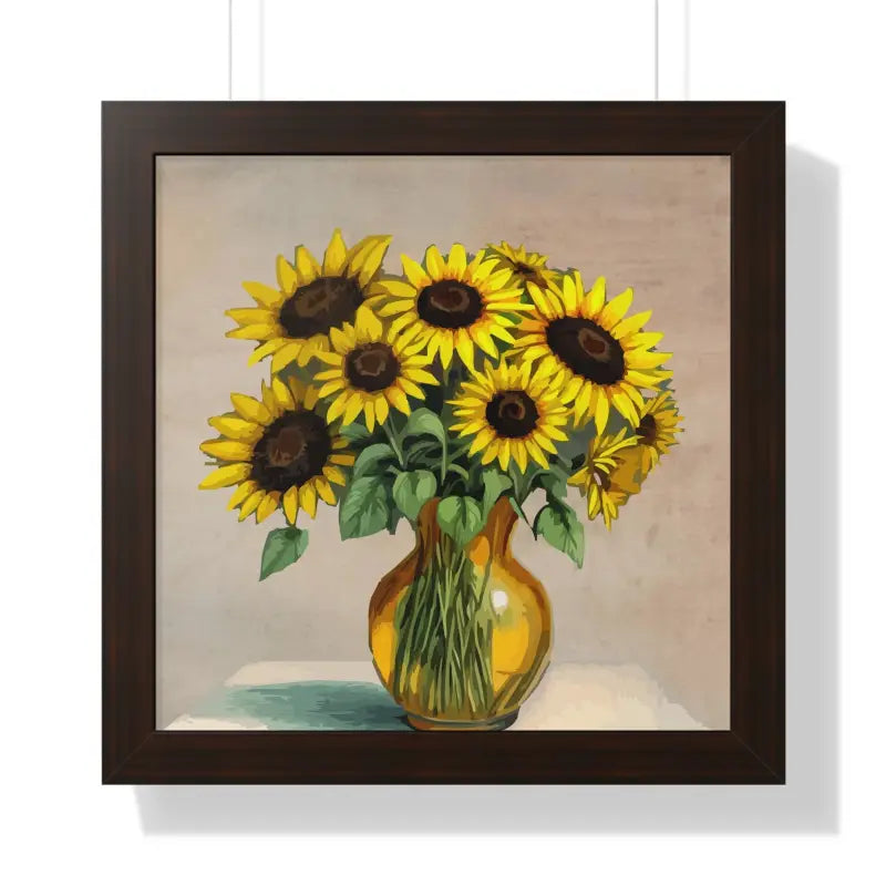 Sunflower Framed Vertical Poster: Brighten your Space! - 16″ x / Walnut Poster