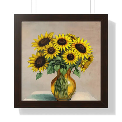 Sunflower Framed Vertical Poster: Brighten your Space! - 16″ x / Walnut Poster