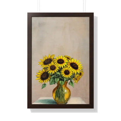 Sunflower Framed Vertical Poster: Brighten your Space! - 20’’ x 30’’ / Walnut Poster