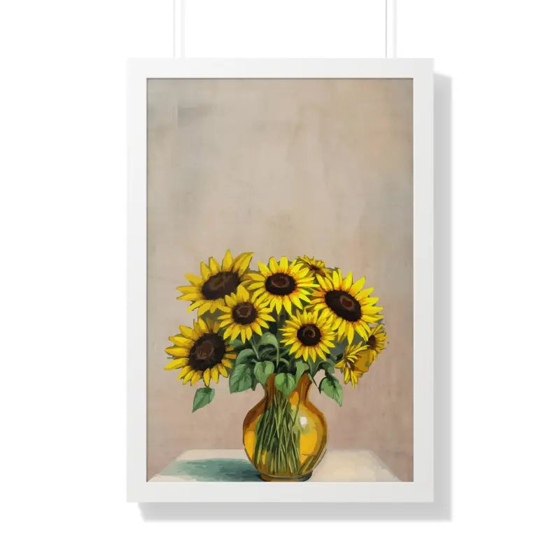 Sunflower Framed Vertical Poster: Brighten your Space! - 20’’ x 30’’ / White Poster