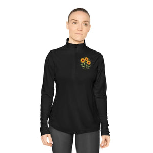 Floral Ladies Quarter-zip Pullover - Sunflower Design - Dipaliz - Sweatshirts