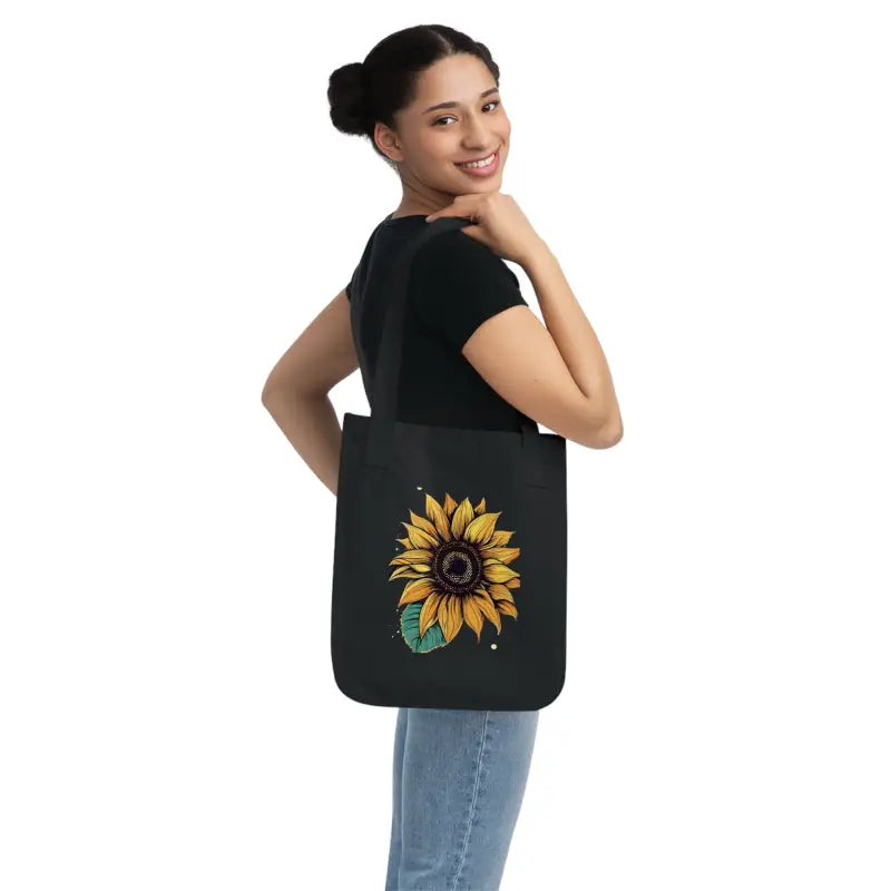 Sunflower Organic Canvas Tote: Eco-friendly & Chic - Bags