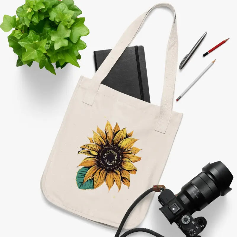 Sunflower Organic Canvas Tote: Eco-friendly & Chic - one Size / Natural Bags