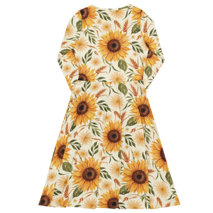 Sunflower Pattern Sleeve Midi – Organic Cotton - Dipaliz - Dresses - Xs