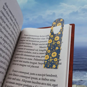 Accessories - Sunflower Pattern Metal Bookmark - Blue Yellow Floral Reading - Dipaliz one Size / White