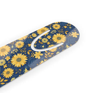 Accessories - Sunflower Pattern Metal Bookmark - Blue Yellow Floral Reading - Dipaliz one Size / White