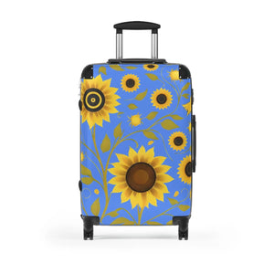 Bright Blue Floral Sunflower Suitcase - Dipaliz - Suitcases