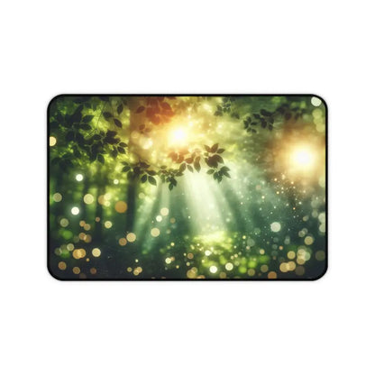 Transform your Workspace with a Sunlit Forest Neoprene Desk Mat - Home Decor