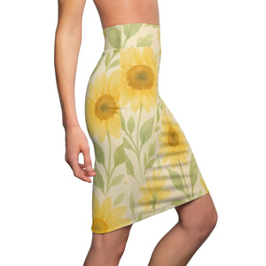 Premium Floral Womens Pencil Skirt - Sunny Design - Dipaliz - Skirts - Xs