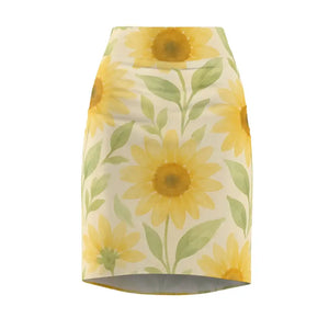 Premium Sunny Floral Women’s Pencil Skirt - Curve Hugging - Dipaliz - Skirts