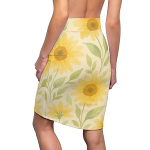 Premium Sunny Floral Women’s Pencil Skirt - Curve Hugging - Dipaliz - Skirts