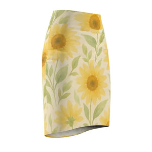 Premium Sunny Floral Women’s Pencil Skirt - Curve Hugging - Dipaliz - Skirts