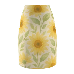 Premium Sunny Floral Women’s Pencil Skirt - Curve Hugging - Dipaliz - Skirts
