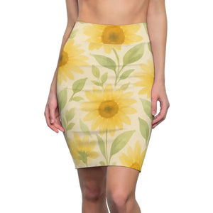 Premium Sunny Floral Women’s Pencil Skirt - Curve Hugging - Dipaliz - Xs / 4 Oz. - Skirts