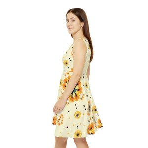 Vibrant Sunny Floral Womens Skater Dress - Dipaliz - Dresses