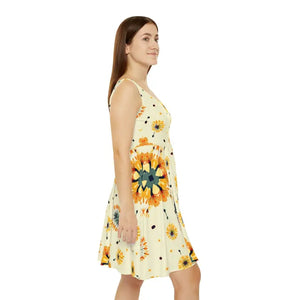 Vibrant Sunny Floral Womens Skater Dress - Dipaliz - Dresses