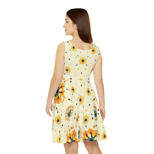 Sunny Floral Womens Skater Dress High Cut Neckline Dipaliz - Dresses - Xs