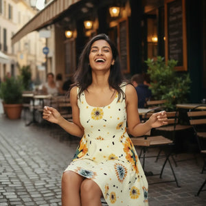 Sunny Floral Womens Skater Dress High Cut Neckline Dipaliz - Dresses - Xs