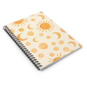 Sunny Moon Phase Spiral Notebook - Ruled Creative Journal - Dipaliz - one Size - Notebooks & Notepads