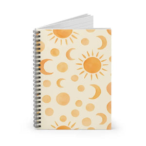 Sunny Moon Phase Spiral Notebook - Ruled Creative Journal - Dipaliz - one Size - Notebooks & Notepads