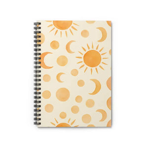 Sunny Moon Phase Spiral Notebook - Ruled Creative Journal - Dipaliz - one Size - Notebooks & Notepads