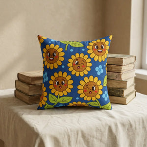 Bright sunflower accent cushion by DipaliZ printed in full colour