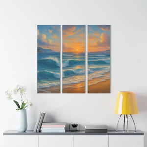 Sunset Beach Acrylic Triptych Wall Art Coastal Home Decor - Dipaliz - 12’’ x 36’’ (vertical) / 0.25’’ - Prints