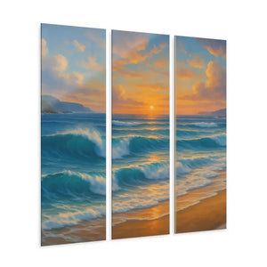 Sunset Beach Acrylic Triptych Wall Art Coastal Home Decor - Dipaliz - 12’’ x 36’’ (vertical) / 0.25’’ - Prints