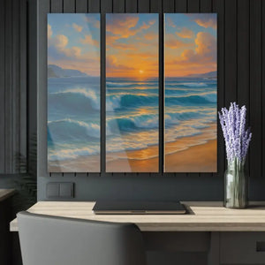 Sunset Beach Acrylic Triptych Wall Art Coastal Home Decor - Dipaliz - 12’’ x 36’’ (vertical) / 0.25’’ - Prints