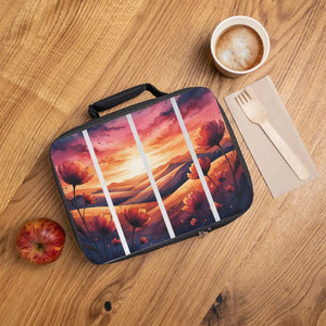 DipaliZ Sunset Meadow insulated lunch bag in Black polyester