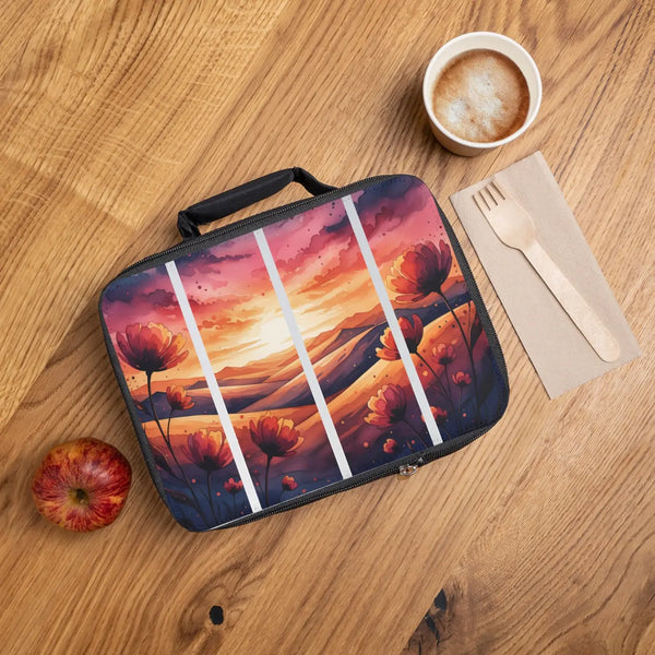 Sunset Meadow Lunch Bag - Insulated Polyester Tote - Dipaliz - one Size / Black - Accessories