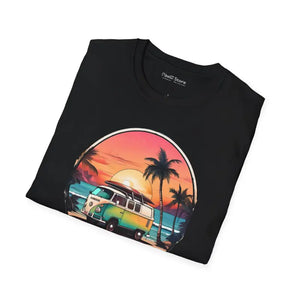 T-shirt - Vintage Van Vibes Tee - Sunset Voyage Comfort Style - Dipaliz