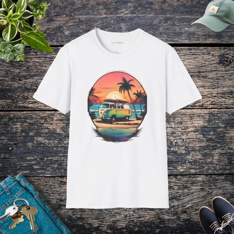 Vintage Van Vibes Sunset Voyage Tee - White / s T-shirt