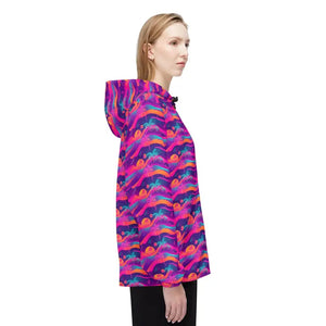 Outerwear - Sunset Wave Windbreaker - Colorful Neon Surf Pattern - Dipaliz