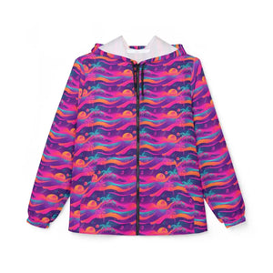 Outerwear - Sunset Wave Windbreaker - Colorful Neon Surf Pattern - Dipaliz