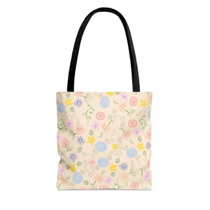 Yellow Floral Pattern Tote Bag - Cheerful Style Essential - Dipaliz - Bags