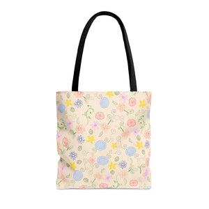 Yellow Floral Pattern Tote Bag - Cheerful Style Essential - Dipaliz - Bags