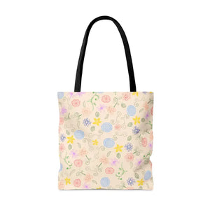 Yellow Floral Pattern Tote Bag - Cheerful Style Essential - Dipaliz - Bags