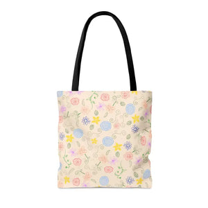 Yellow Floral Pattern Tote Bag - Cheerful Style Essential - Dipaliz - Bags